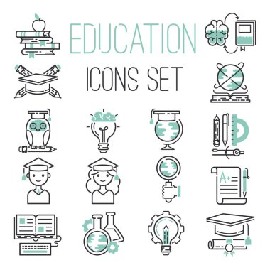 Education icons set vector. clipart