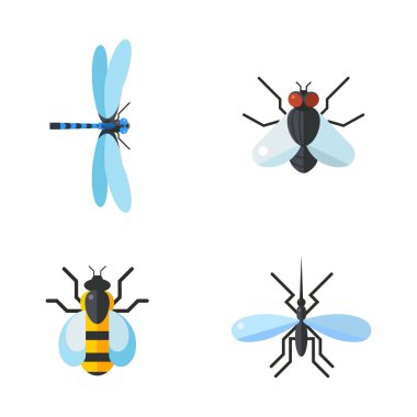 Böcek simgesini düz ayarlamak beyaz arka plan üzerinde izole