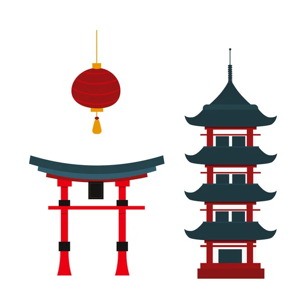 Красивые достопримечательности китайский вектор храма . — стоковый вектор