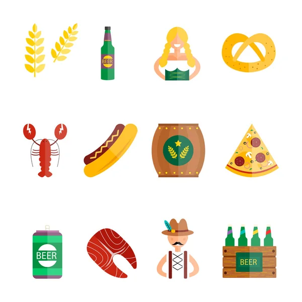 Oktoberfest set iconos vector ilustración . — Vector de stock