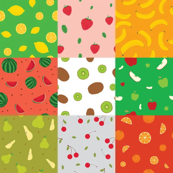 Fond sans couture avec illustration vectorielle de fruits — Image vectorielle