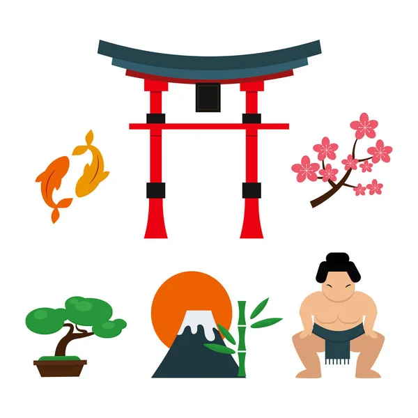 日本标志性旅游矢量图标. — 图库矢量图片