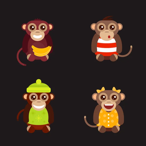 Monkey animaliskt kul karaktär vektorillustration. — Stock vektor