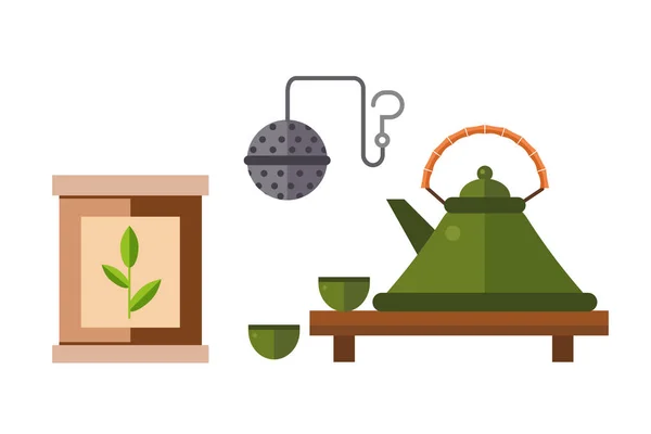 Tea ceremony traditional asian drink vector illustration. — Stock Vector