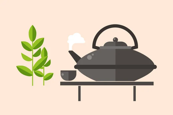Cérémonie du thé illustration vectorielle asiatique traditionnelle boisson . — Image vectorielle