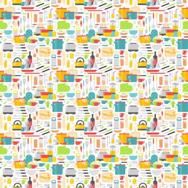 Mutfak araçları vektör çizim ile Seamless Modeli.