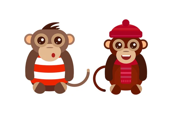 Monkey animaliskt kul karaktär vektorillustration. — Stock vektor