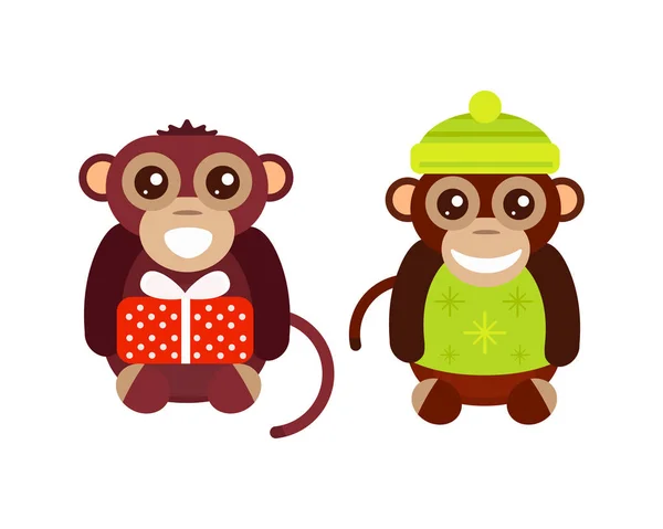 Monkey animal fun character vector illustration. — Stock Vector