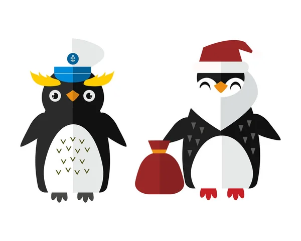 Pingüino marinero santa vector animal carácter ilustración . — Archivo Imágenes Vectoriales