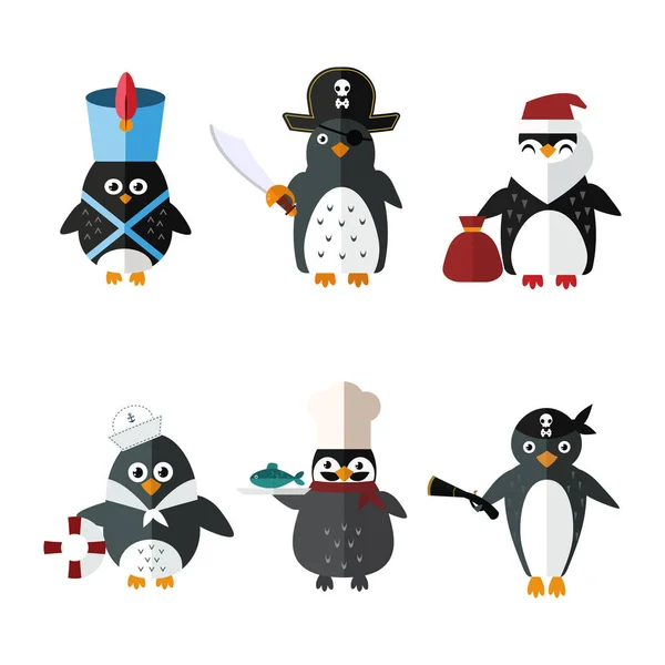 Penguin sailor santa vektor gambar karakter hewan . - Stok Vektor