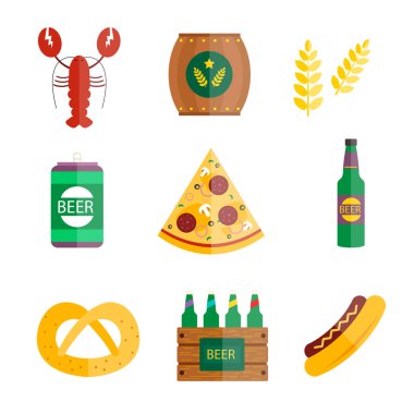 Oktoberfest simgeler vektör çizim ayarla..