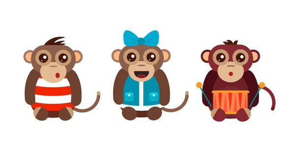 Monkey animaliskt kul karaktär vektorillustration. — Stock vektor