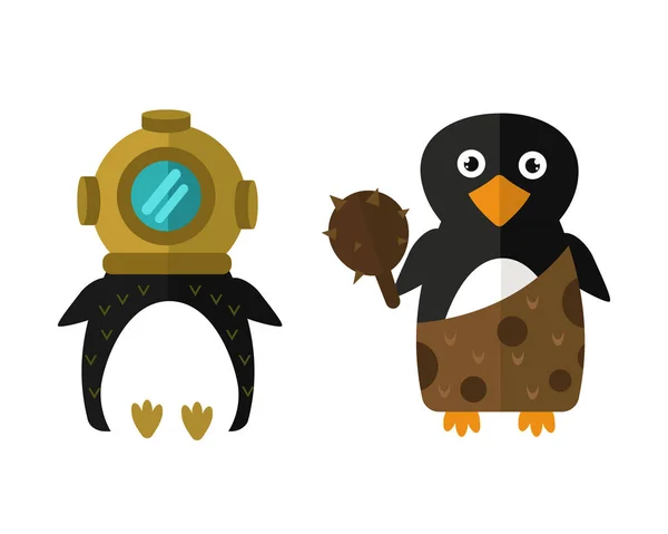 Pinguim aqualung vector animal personagem ilustração . — Vetor de Stock