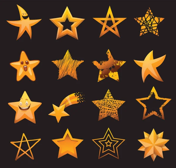 Shiny star icons in different style isolated vector — Stock Vector