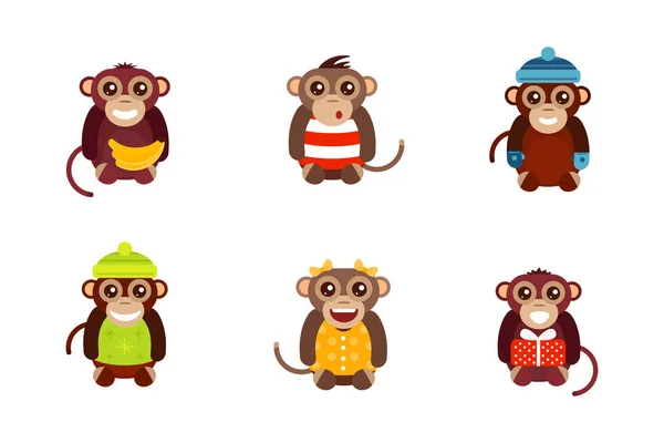 Monkey animaliskt kul karaktär vektorillustration. — Stock vektor