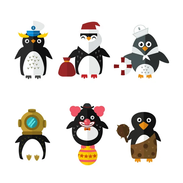 Pingwin żeglarz santa wektor zwierzę charakter ilustracja. — Wektor stockowy