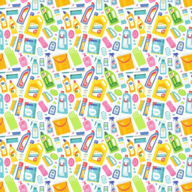 Temizlik araçları sweamless vektör desen.