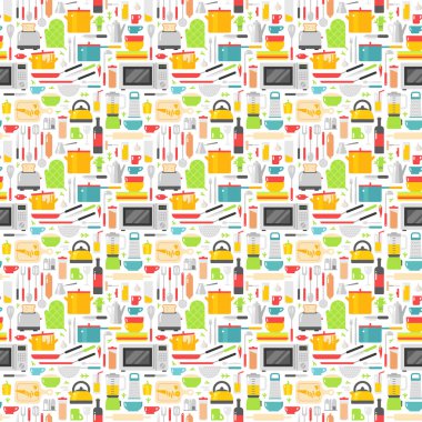 Mutfak araçları vektör çizim ile Seamless Modeli.