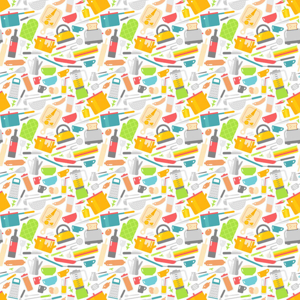 Seamless pattern with kitchen tools vector illustration.