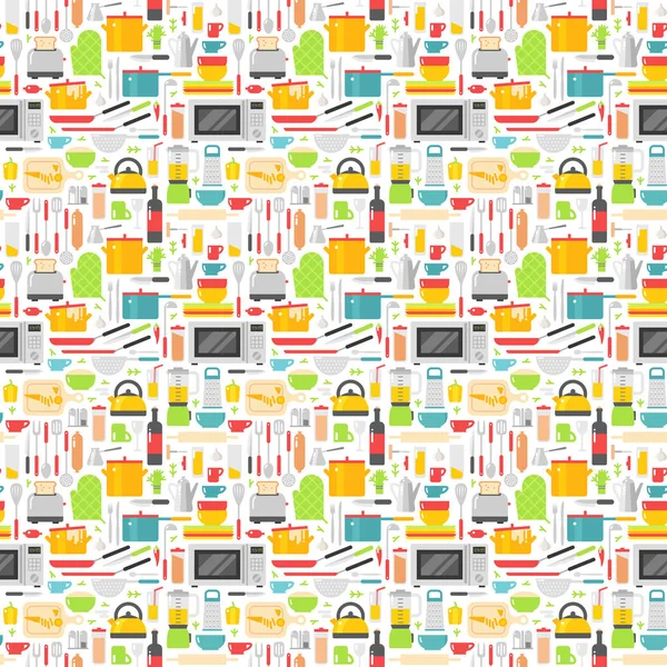 Seamless pattern with kitchen tools vector illustration. — Stock Vector