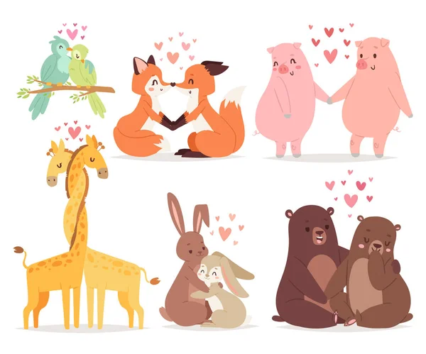 Hayvanlar kaç aşk Sevgililer günü tatil vektör çizim içinde. — Stok Vektör