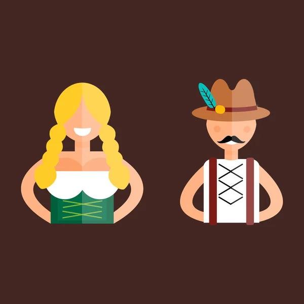 Oktoberfest hombre y mujer vector ilustración . — Vector de stock