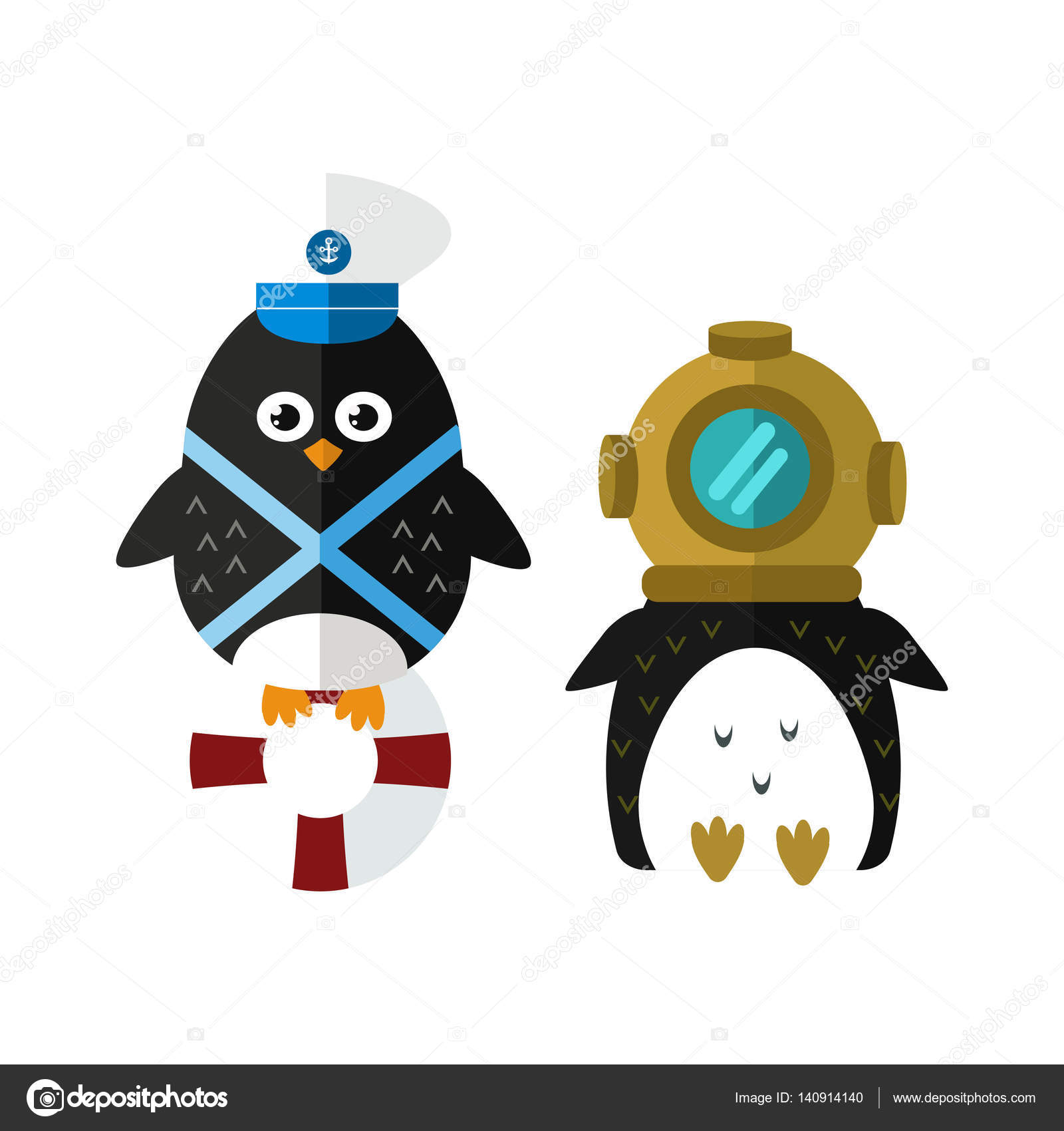 Penguin sailor character in cartoon style in a - Stock Illustration  [49874946] - PIXTA