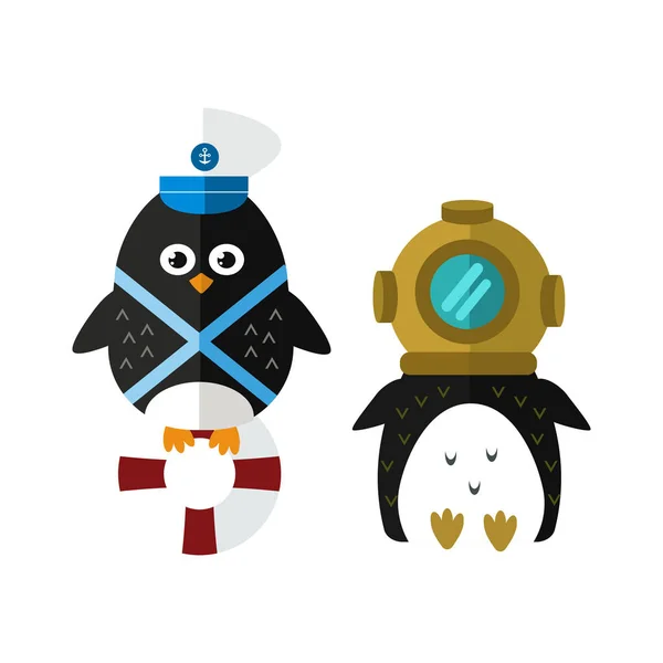 Pinguin Matrose Vektor Tier Charakter Illustration. — Stockvektor