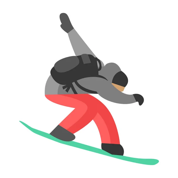Snowboarder springen in pose mensen vector. — Stockvector