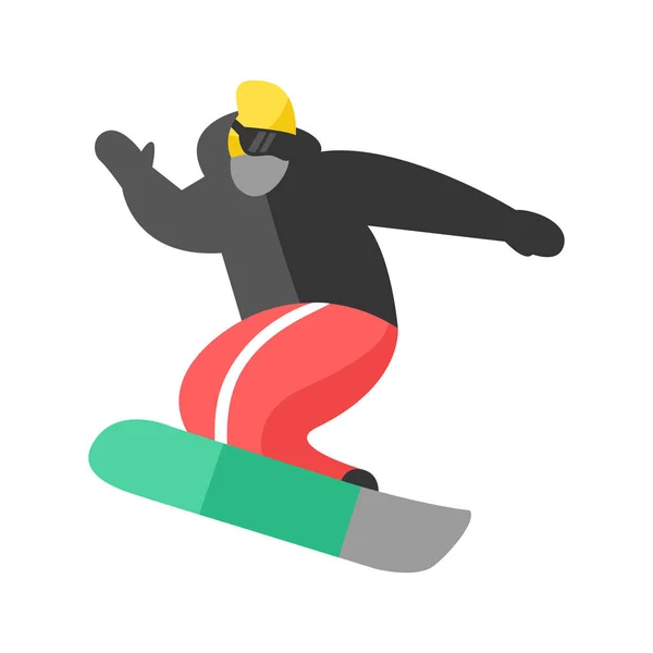 Snowboardista skok v póze lidí vektoru. — Stockový vektor