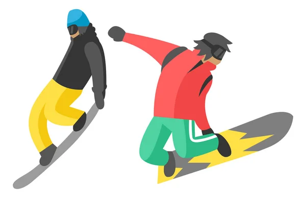 Snowboarder saltar em vetor diferentes pessoas pose . — Vetor de Stock