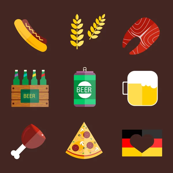 Oktoberfest set iconos vector ilustración . — Vector de stock