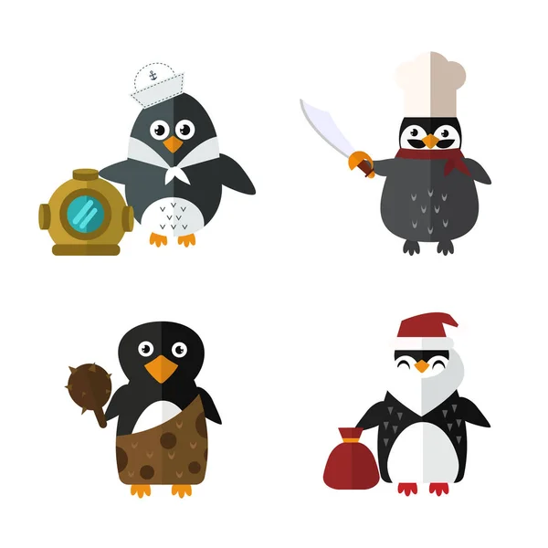 Pingüino marinero santa vector animal carácter ilustración . — Vector de stock