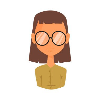 Kadın portre yüz simgesi web avatar düz stil vektör.