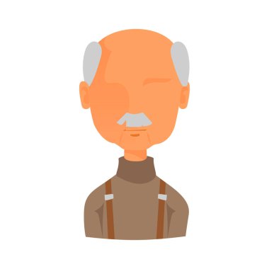 Adam portre yüz simgesi web avatar düz stil vektör.