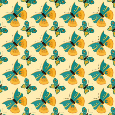 Renkli kelebek Dikişsiz desen vektör çizim.