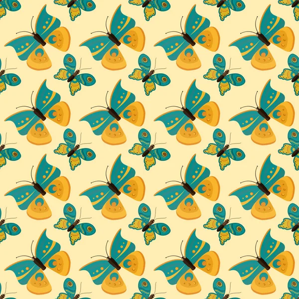 Ilustración colorida mariposa patrón sin costura vector . — Vector de stock