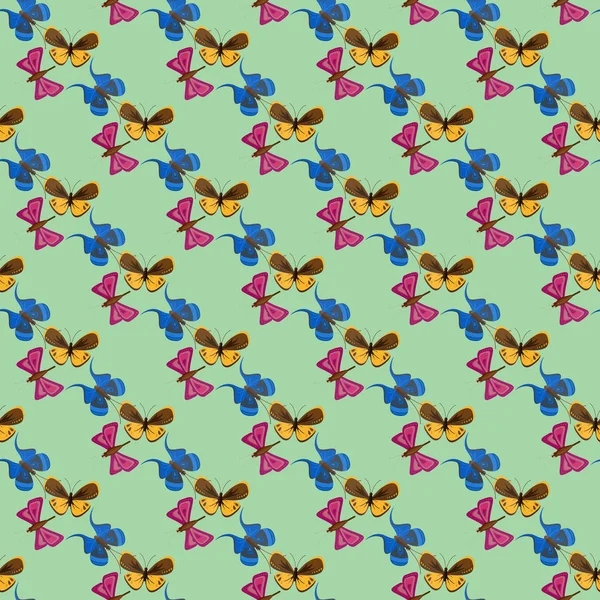 Ilustración colorida mariposa patrón sin costura vector . — Vector de stock
