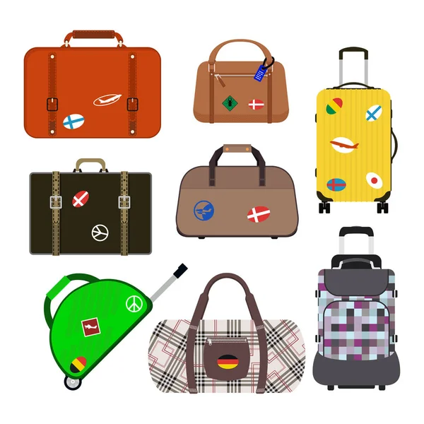 Vecteur de sac de voyage valise voyage . — Image vectorielle