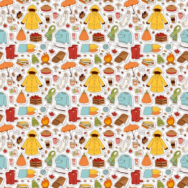 Autumn items seamless pattern. - Stok Vektor