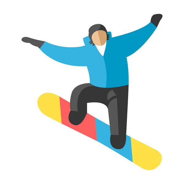 Snowboarder salto en pose personas vector . — Vector de stock