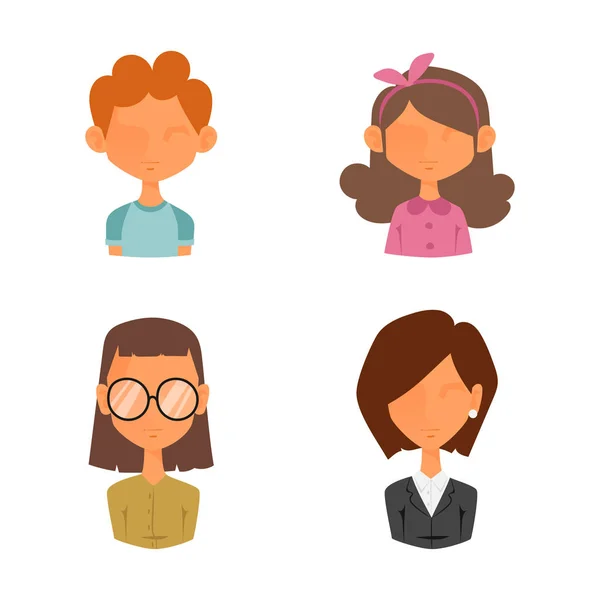 Conjunto de personas retrato cara iconos web avatares vector de estilo plano . — Archivo Imágenes Vectoriales