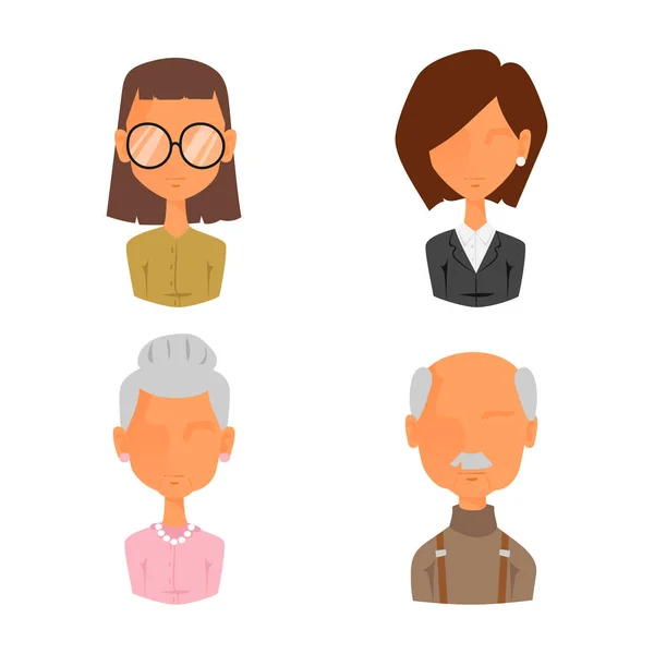 Aantal mensen portret gezicht pictogrammen web avatars vlakke stijl vector. — Stockvector