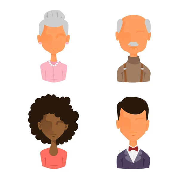 Set of people portrait face icons web avatars flat style vector. — Stock Vector