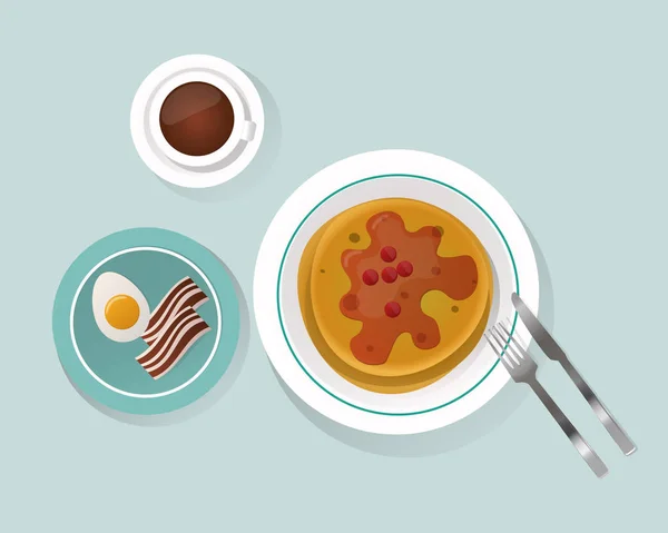 Semolina gachas desayuno vista superior vector ilustración . — Vector de stock