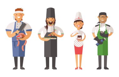 Güzel genç Şef lezzetli karakter vektör dekorasyon.