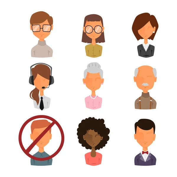 Conjunto de personas retrato cara iconos web avatares vector de estilo plano . — Archivo Imágenes Vectoriales