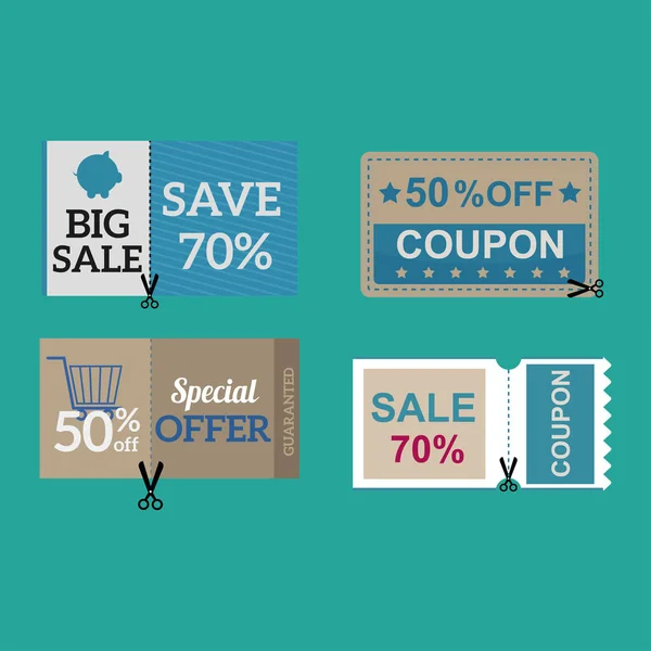 Verkoop coupon kaart procent korting symbool vectorillustratie. — Stockvector