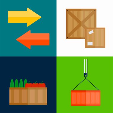 İthalat ihracat meyve kutusu vektör çizim.