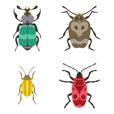 Böcek simgesini düz izole vektör çizim.